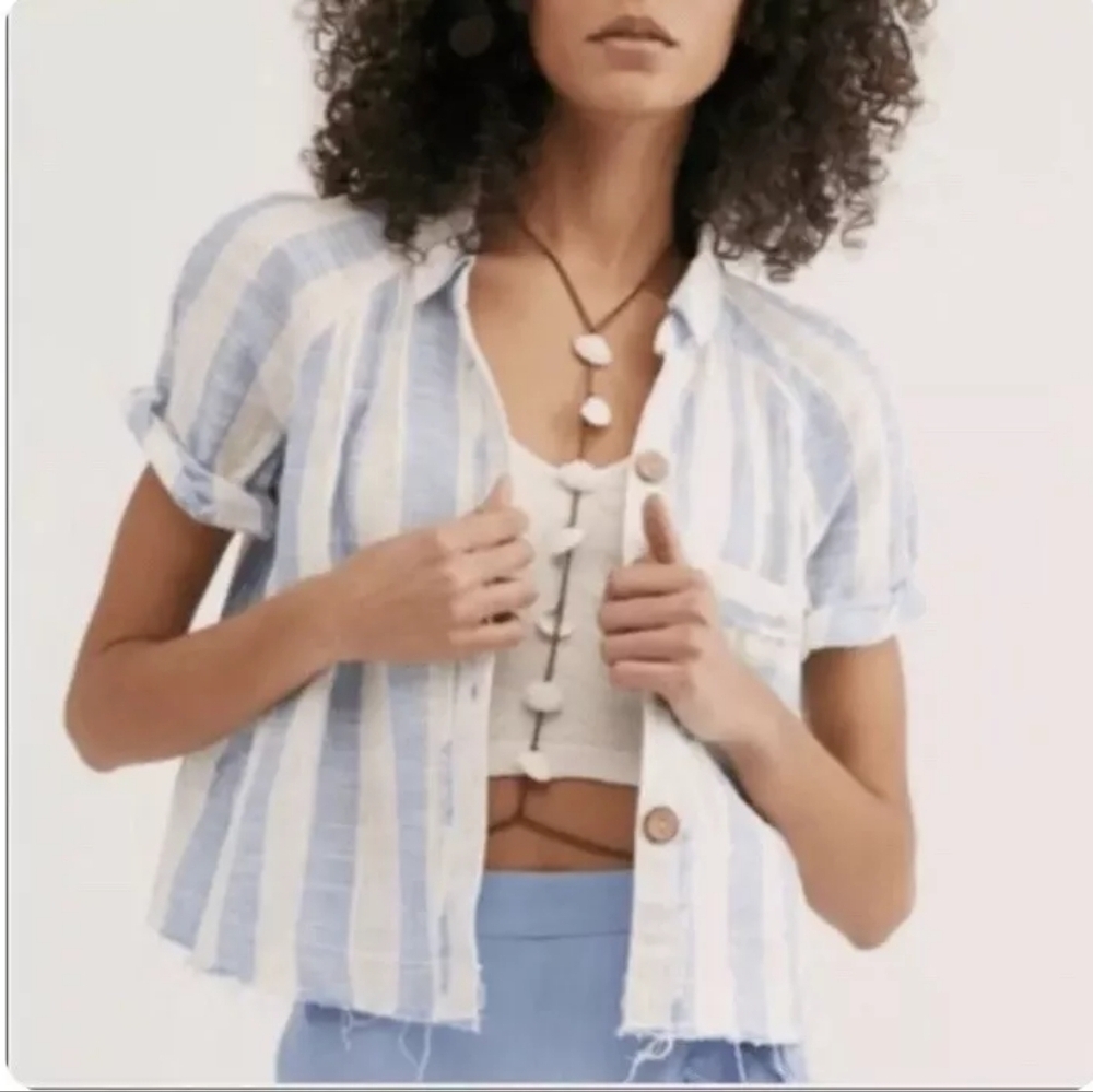 Free People Away at Sea Striped Top Size M